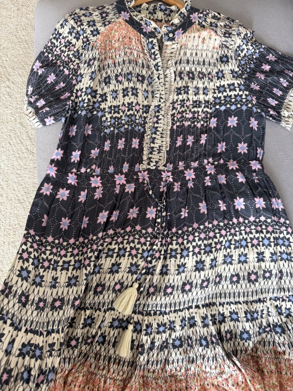 Free People Rare Feelings Maxi Dress- Medium in Swan Combo Size L - Picture 11 of 11